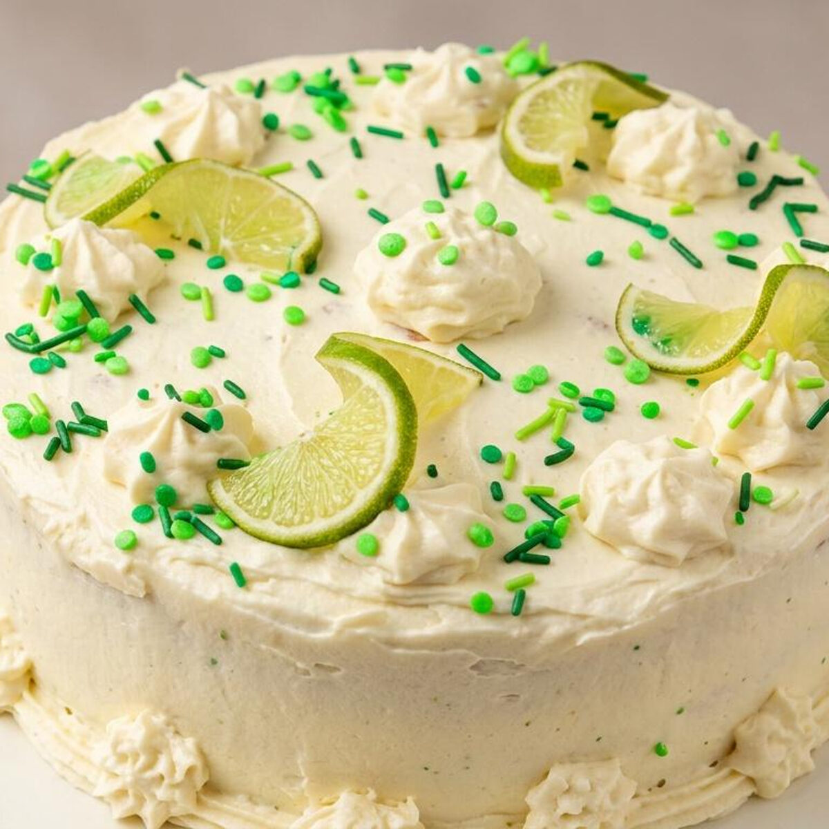 Slice of key lime cake